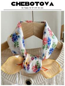 1条女士纹理小围巾/手帕/头巾，多功能印花亚麻围巾/颈巾/手帕，欧美风格，适合夏季沙滩裙 - 彩色 - 查看 18