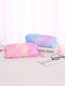 Gradient Color Cute Girl Plush Octagonal Pencil Case, Simple Student Stationery Storage Bag - Multicolor - View 3