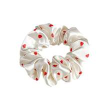 Satin Printed Scrunchie Small Heart Ponytail Hair Tie 2026 New Model - Trái tim đỏ thẫm - Xem 5
