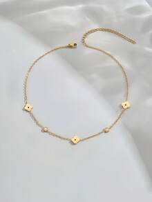 2pcs Lucky Clover Pendant Clavicle Necklace, Elegant Stainless Steel Four-Leaf Plum Blossom Hollow Pendant Necklace, Rhinestone Cubic Zirconia Decor Y-Shaped Necklace, Suitable For Women, Everyday Wear Or Valentine's Day Gift - Gold - View 6