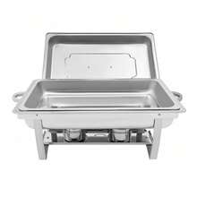 Rectangular Chafing Dish Set, 9L/2. 38Gal Stainless Steel Warming Container Food Warmer, Large Capacity Chafing Dish Buffet Set For Catering Buffet And Party - Silver - View 3