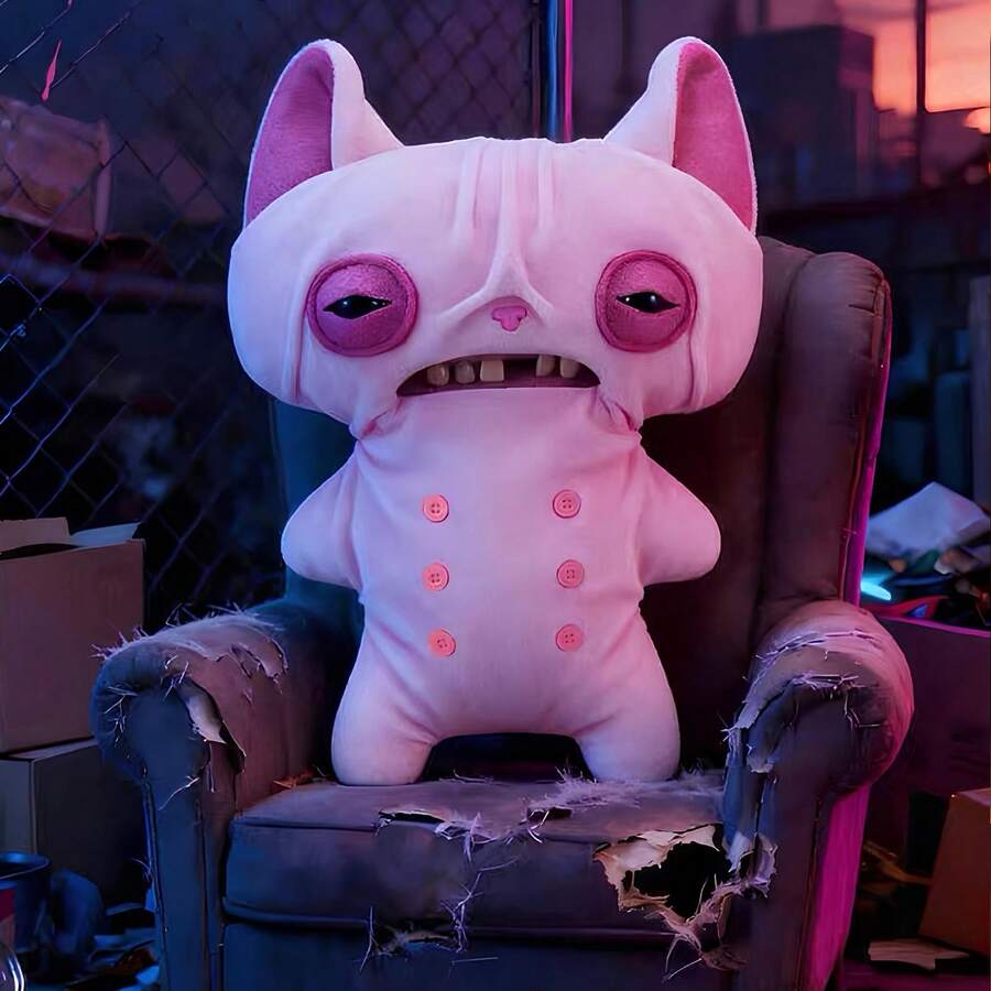 Spin Master Fuggler Alley Cats Series 9-Inch Plush Toy, Funny Ugly Monster Stuffed Animal With Human-Like Teeth, Collectible Plush For Kids, Teens, Adults & Cat-Loving Weirdos - Wrinkle McStinkles - View 1