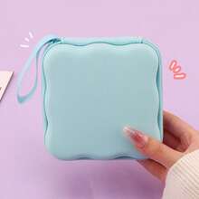Shockproof Solid Color Material 1pc Square Wave Bluetooth Earphone Cable Portable Small Storage Bag Charger Power Bank Organizer Box Solid Color Anti Pressure Anti Drop Large Capacity Protective Case Compact Portable Travel Accessory Storage Women Gift Birthday - Multicolor - View 16