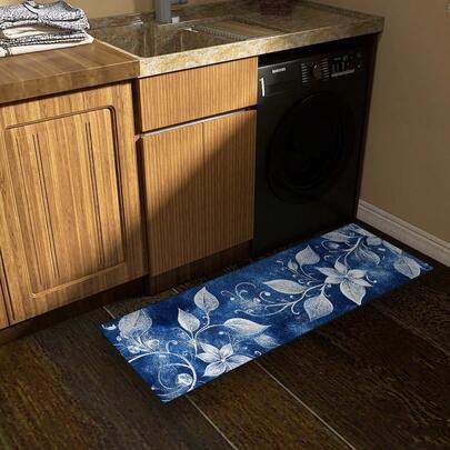 1 قطعة سجادة مطبخ ذات نمط كلاسيكي، سجادة ممر، مصنوعة من مواد تقنية، مضادة للانزلاق ومقاومة للتآكل، مقاومة للماء، مناسبة للمطبخ وغرفة المعيشة والنوم والبار وغيرها من الأماكن. قابلة للغسل في الغسالة، سهلة العناية، ناعمة ومريحة، تعزز السعادة المنزلية.