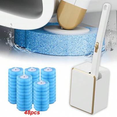 Disposable Toilet Cleaning Wand Kit - 48pcs Powerful Disinfecting Refills Included, Portable Toilet Brush | Cross-Contamination-Free Cleaning Tool, College Dorm Room Essentials & Back-To-School Bathroom Supplies