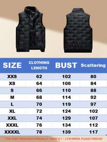 1 件男士立领背心夹克，休闲秋冬户外运动钓鱼马甲