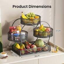EZIFY Black Heart-Shaped 3-Layer Fruit Bowl Rack - Countertop Storage For Fruits Snacks, Perfect For Party Wedding Picnic Holiday Gift - Black - View 6