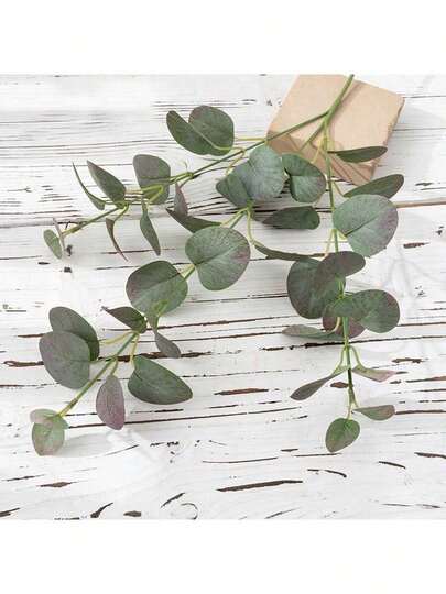 1/3 Paquete de hojas artificiales de Eucalipto de Dólar de Plata | Ramas texturizadas realistas de 26 pulgadas, adecuadas para ceremonias de graduación, decoración de cumpleaños, decoración de jardín para el Día de San Valentín, etc.