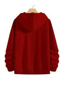 2026Disney Men's Hoodie-Men's McQueen Pattern Pullover, Loose Hooded Sweater In Front Pocket, Suitable For Casual Wear, Birthday Gifts For Disney Fans, Travel Clothes, Playful Design, Comfortable Fabrics, Fan Clothes, Movie Lovers, Home Clothes, Durable Materials, Printed Sweatshirts, Men. - Red - View 2