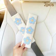Soft Car Seat Belt Cover Fresh Flower Design 1 Or 2 Pcs Optional Shoulder Protection