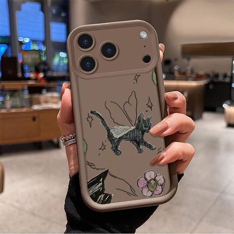 Cat phone case suitable for 17 16 16E 15 14 13 12 11 Pro Max 17 Air 16 Plu silicone all inclusive protection anti slip and anti fall soft case - Escalera Ojo Celestial - gato - SKU31993WX - Ver 1
