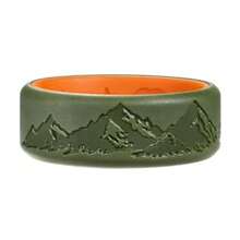 Anillos de silicona King Will para hombres alianzas de boda de goma verde oliva y naranja con diseño único de pico de montaña 8 mm de ancho 2 2 mm de grosor ajuste cómodo tamaño 7-13 - 13 - Ver 2