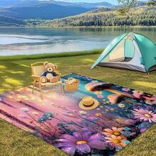 1pc 185*235CM Floral, Mushroom & Plant Printed Waterproof & Sand-Proof Extra Large Beach Blanket, Suitable For 2-3 People Outdoor Leisure Beach, Camping, Picnic, Lightweight & Durable - Multicolor - View 5