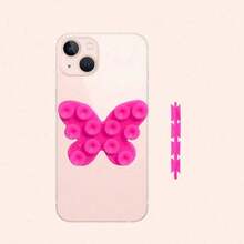 1 pieza Soporte de teléfono con ventosa de silicona con forma de mariposa de doble cara, lavable, antideslizante y fijo, compatible con iPhone, teléfonos Android, regalo para cumpleaños, familia y amigos - Multicolor - Ver 11