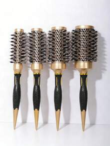 1 Set Gold Ceramic Round Hair Brush, High Heat Resistant Styling Brush, Suitable For Voluminous, Curly And Straight Hair, Women's Travel Essential, Portable, Professional Hairstyling And Hair Care Tool, Gentle Hair Care - Multicolor - View 2
