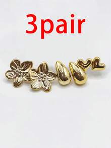 Set de 6-18 piezas de aretes de tono dorado, elegantes y de moda, adecuados para uso diario, fiestas y eventos, regalo del Día de San Valentín - Multicolor - Ver 5
