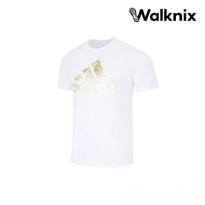 Adidas Large Logo Print Casual Crew Neck Short Sleeve T-Shirt White Tops Men - 彩色 - 查看 1
