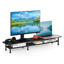 Soporte para dos monitores, soporte para ordenador, soporte para TV, soporte para escritorio, soporte para monitor con puertos de carga y USB, bancos de trabajo - Estilo 2 - Ver 1