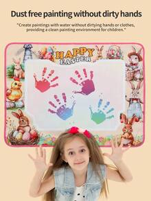 Large Easter Bunny Magic Water Drawing Mat, Early Childhood Art Development Toy, Reusable Doodle Pad, Reveals Patterns When Wet, Children's Art Enlightenment Toy, Carnival Gift For Boys And Girls - Multicolor - View 4