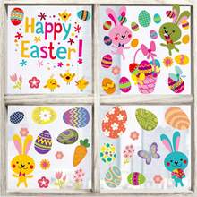 Doneace Easter Window Clings Large Easter Eggs Window Decals Painted Eggs Bunny Flowers Window Stickers For Home Office School Decor Spring Glass Window Decoration 4Pcs Easter Gnomes Window Clings Stickers For Home Decoration,Easter Rabbit Eggs Flowers Window Stickers, Gnomes Bunny Easter Eggs Decals For Glass Window Decor,Easter Decorations,For Home Office Shop Display Party Decorations - Multicolor - View 2