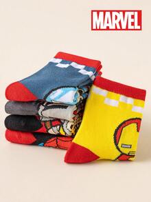 Marvel 10/5/1雙兒童超級英雄卡通襪，韓式中筒襪，適用男孩女孩，秋冬超級英雄迷襪 - 彩色 - 查看 7