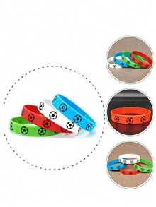 5/10pcs Football Themed Commemorative Sports Rubber Wristbands, World Cup Team Group Football Silicone Bracelets, Birthday Gift - Multicolor - View 4