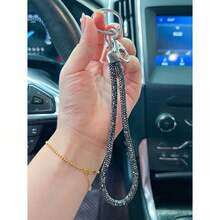 1条时尚水钻手机挂绳，带钥匙扣，女士款，闪亮钥匙包挂饰，配有腕带，可爱哥特风Y2K配饰，时尚书包和汽车装饰，别致日常礼物纪念品，兼容安卓和大多数智能手机，送给母亲、家人、朋友、孩子、生日、节日的礼物 - 黑色 - 查看 4