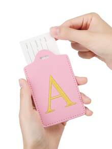 FOREVER MIYIN 26个字母首字母纹理布行李牌 - 可爱的金色字母刺绣组合姓名标签，适用于行李箱、旅行包等，双面信息卡，耐用便携，清晰设计 - 非常适合飞机旅行、家庭度假、商务旅行和日常通勤，是所有旅行者必备的时尚旅行配件