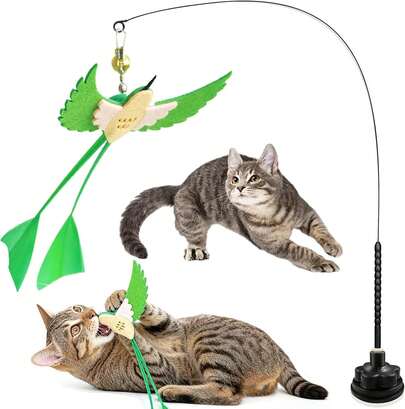 Walfront Cat Toys For Indoor Cats, 12PCS Kitten Toy Set With 2 Retractable Wands &Amp; Interactive Feather Teasers, Fun Chase And Exercise Toys To Keep Cats Active And Healthy
