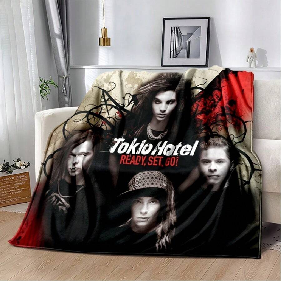 2025 New Style Tokio Hotel Rock Band Bill Tom Kaulitz Blanket,Soft Throw Blanket For Home Bedroom Bed Sofa Cover Gift4 - 白色 - 查看 1