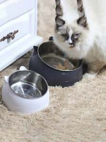15 Degree Tilted 200ml Stainless Steel Pet Bowl With Non-Slip Base, Protects Pets' Neck - 400ML - View 3