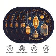 2/4/6 Piezas Elegantes Manteles Individuales con Patrón de Ramadán - Manteles Individuales Redondos de 15 Pulgadas Decorados con Patrones de Estrellas y Linternas. Adecuados para Fiestas, Comidas y Decoración Festiva. También Adecuados para Decoración del Hogar, Decoración de Mesa Festiva, Decoración Campestre Festiva, Decoración de Estilo Campestre, Manteles Individuales Lavables, Material Duradero, Decoración de Mesa Festiva y Entretenimiento en el Hogar. - Multicolor - Ver 9