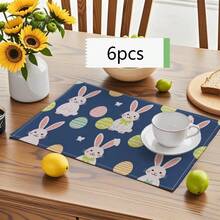 Bộ 100/2/4/6/8/300 tấm lót bàn ăn cao cấp, với thiết kế họa tiết thỏ Phục Sinh tối giản hiện đại. Kích thước: 30*45 cm, nhiều mẫu mã để lựa chọn, phù hợp cho bữa ăn Phục Sinh và trang trí nhà cửa. - Nhiều màu - Xem 13