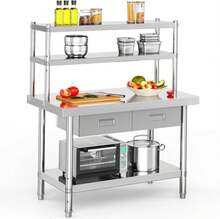 YITAHOME 48" * 24" Stainless Steel Table With 2 Drawers, NSF Work Table With Drawer, Metal Table Prep Table For Home Kitchen Restaurant Garage Warehouse - ColorD - 查看 1