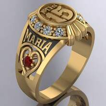 1件高品质个性化15周年纪念礼物奢华珠宝，时尚情侣结婚戒指，订婚戒指，镶嵌奢华红色锆石，情人节礼物，生日礼物，派对礼物 - 紅色 - 查看 2