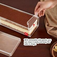 Transparent Acrylic Tiramisu Mold With Lid, Detachable Rectangular Cheesecake Mold, Square Mousse Cake Display Box, Cake Base Tray, Cake Mold, Cake Box, Pastry Mold, Gift Box, Acrylic Box, Plastic Container With Lid, Eid Al-Fitr Gift And Giveaway - White - View 3