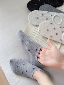 5双可爱蝴蝶结透气袜子 - 透气吸湿排汗，高弹力，舒适必备，运动爱好者必备，适合日常穿着，趣味礼物，生日礼物，男女皆宜 - 彩色 - 查看 4