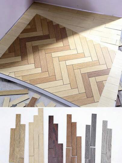 10pcs Mini Size Realistic Wood Grain Herringbone PVC Imitation Wood Flooring Model, Vintage Home Decor Natural Wood Color Herringbone Tile High Precision Detailed Texture DIY Dollhouse Accessories Miniature PVC Flooring Model Handmade Micro Landscape Scene Building Home DIY Decoration Imitation Wood Flooring Model