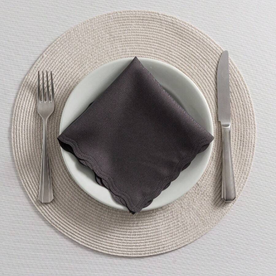 Fabric Napkin Set Of 50 Oxford Laser Finish - 石墨灰 - 查看 1