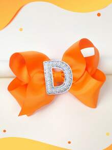 1pc 5 Inch 26 Letters A-Z Pearl Letters Personalized Back To School Ponytail Girl Hair Bow Teenagers Girl Hair Bows With Clips For Festivals Party School Girls Graduation Season Hairgrips For First Day Of School Classroom Girls Students,Teenagers Hair Accessories - 橘色 - 查看 35