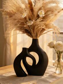 2pcs Resin Vase Set, Modern Home Decor Hollow Boho Style Vase, Living Room Coffee Table Wedding Decoration (Small Vase Size Is Relatively Small, Please Choose Large Size If Concerned) - Multicolor - View 2