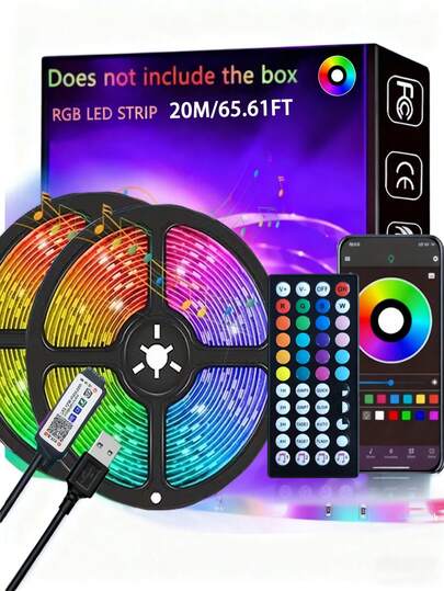 1 dải đèn LED thông minh RGB kèm điều khiển từ xa 44 phím và ứng dụng, đồng bộ nhạc, có thể điều chỉnh độ sáng, cấp nguồn USB, đèn LED, hiệu ứng đổi màu động, thích hợp cho gia đình, tiệc tùng, cây thông Noel, phòng ngủ, phòng chơi game - Lắp đặt dễ dàng, điện áp thấp, nhiều tùy chọn màu sắc, dải đèn LED RGB chiếu sáng nền TV, nhiều màu có thể điều chỉnh độ sáng, cấp nguồn USB, thích hợp cho rạp chiếu phim tại nhà, chơi game, chiếu sáng không gian trong nhà.