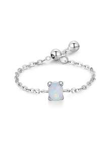 1 chiếc nhẫn bạc 925 đính đá sinh nhật, dây chuyền điều chỉnh được, thích hợp cho nữ giới đeo hàng ngày và làm quà tặng sinh nhật. - Bạc - Xem 16