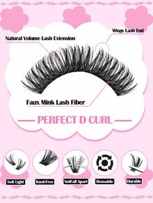 640片装，D型卷翘，DIY单根睫毛嫁接套装，柔软舒适，30D/40D/60D/80D自然簇状睫毛嫁接套装，含睫毛粘合剂和密封剂，卸除工具，以及家用镊子，单根睫毛嫁接套装，睫毛，睫毛簇 - 黑色 - 查看 4