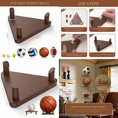 Ball Stand HolderBall Display Stand Wooden For Football Basketball Stand Soccer Ball Holder Rugby Ball Volleyball Sports Ball Storage Rack Made Of Solid Wood Trophy Autograph Memorabilia Display Case