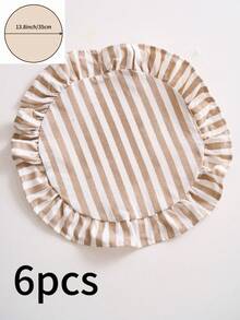 1/2/4/6pcs Bohemian Style Round Napkins With Ruffled Edges, Khaki Color, Suitable For Home, Kitchen, Dining Table, Party, Wedding, Office, Coffee Table Decor, All Seasons, Photography Background - Khaki - View 8