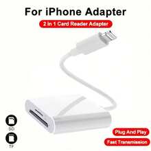 2-In-1 SD Card Adapter With Dual Slots, Supports SD And MicroSD Cards, Compatible With IPhone 14 Pro Max/14 Pro/14 Plus/14/13/12/11/XS/XR/8/7/6, Series, Plug And Play Card Reader - White - View 1