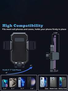 Shock-Proof Rotatable Multi-Function Car Phone Holder, Universal Type Non-Blocking Air Vent Mount - Black - View 10