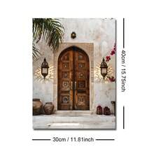 1pc Framed/Unframed Islamic Mosque Canvas Poster Boho Muslim Architecture Moroccan Door Wall Art Print Ramadan Decor Mediterranean Religious Painting For Apartment,Living Room,Bedroom,Modern Home Decoration - Multicolor - View 11
