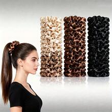 28pcs Satin Hair Scrunchies Set - Neutral Mocha Color Hair Ties | Black, Mocha Brown, Beige And Earth Tone Colors | Multipurpose Hair Accessories For Women ,Ponytail Holders ,Hair Elastics ,Hair Rope Elastic Band - Multicolor - View 6